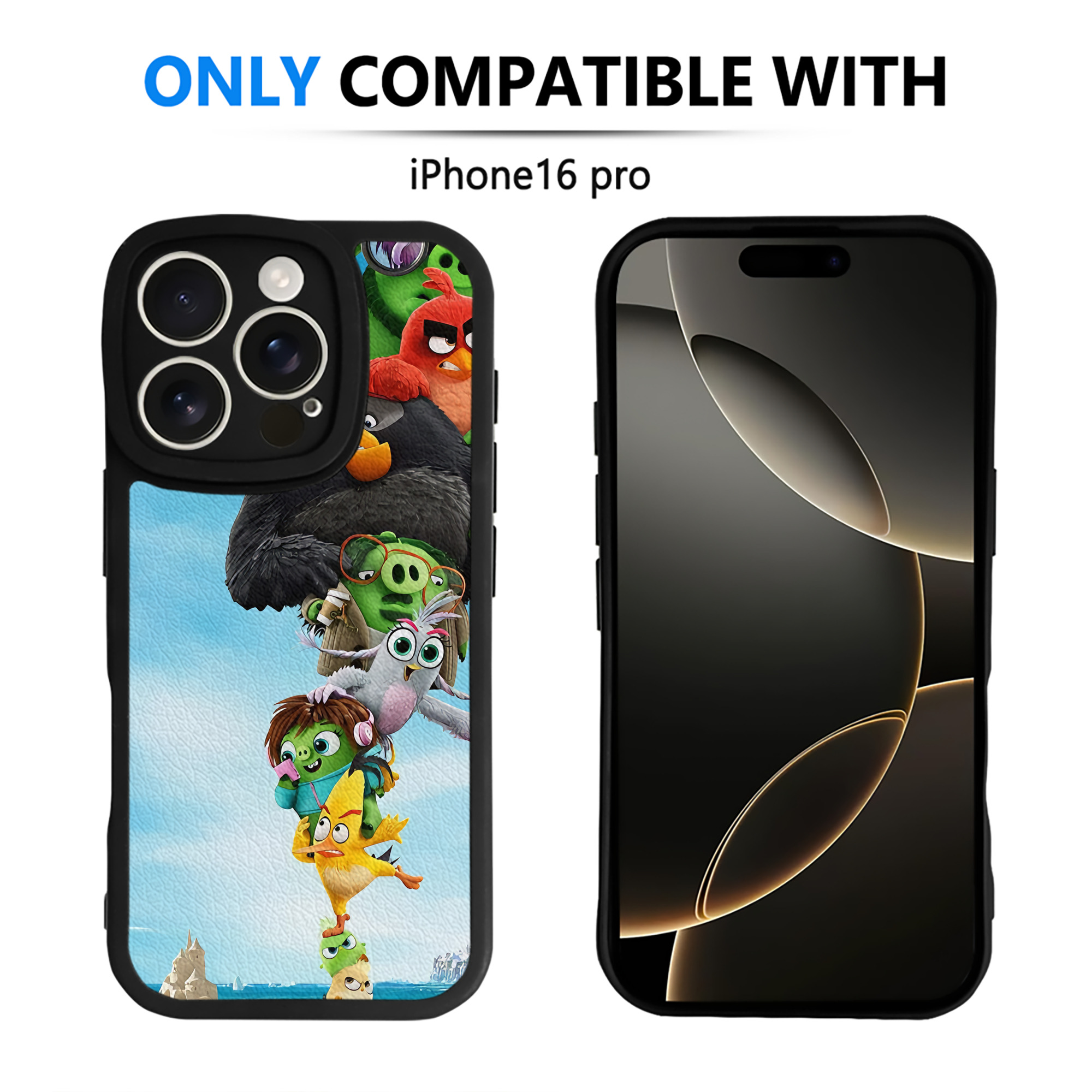 （画像用） Angry Birds アングリーバード 【iPhone 16シリーズ対応】シリコンスマホケース（レザー調） 材質：シリコン